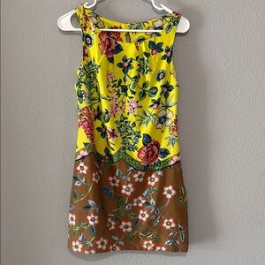 FARM Rio Yellow Brown mini shirt floral Sundress
